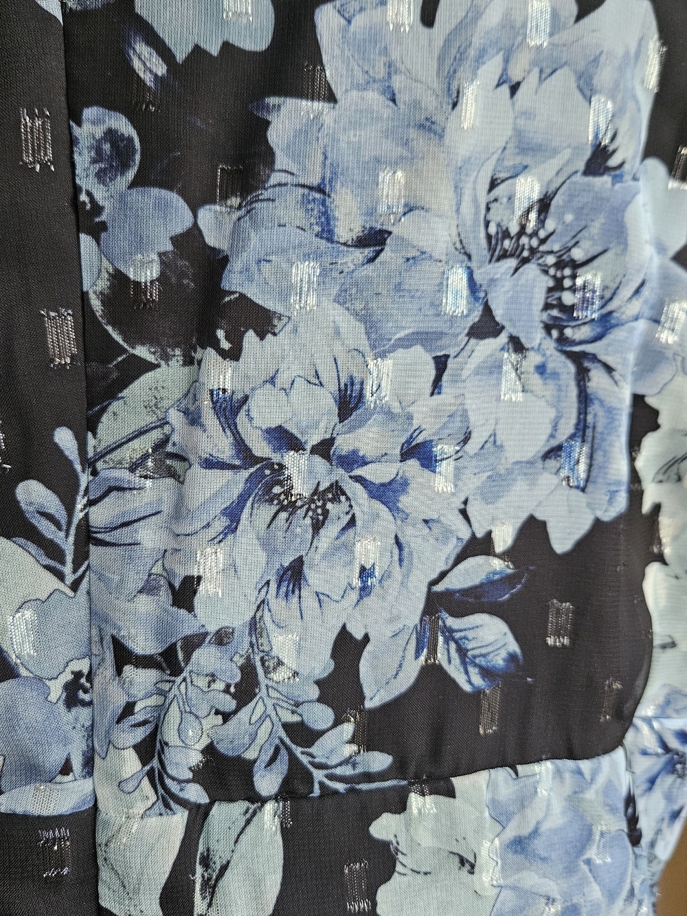 NWOT R&M Richards Floral Maxi Dress Size 16 Blue Metallic Halter Neck - Picture 7 of 16